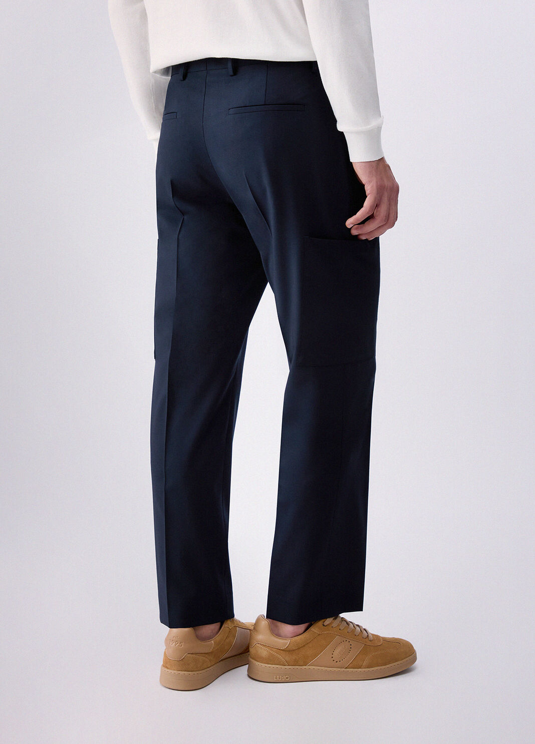 Pantal&oacute;n worker de mezcla de lana azul oscuro Liu Jo - large image number 1