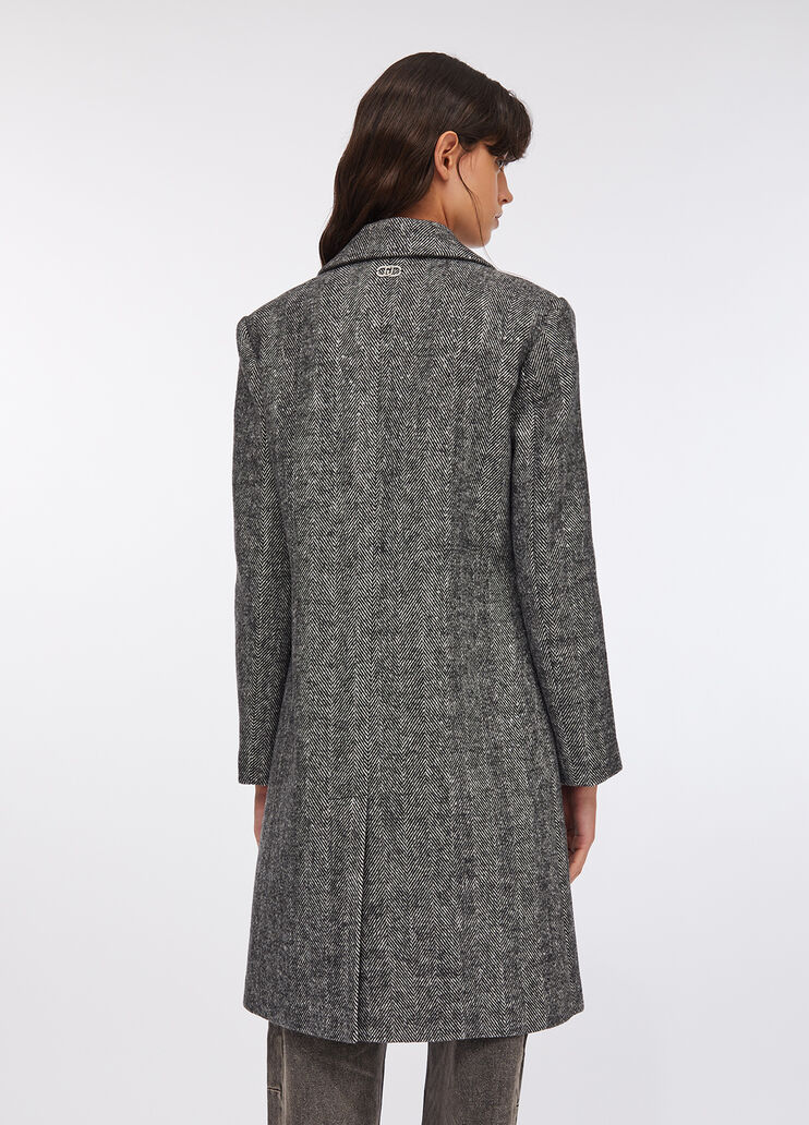 Wool blend herringbone coat herringbone grey Liu Jo - large image number 1