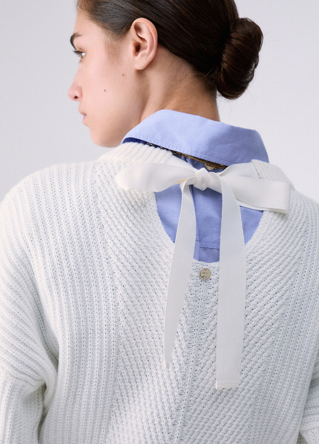 Wool Blend Sweater with Bow white wool Liu Jo - large image number 4