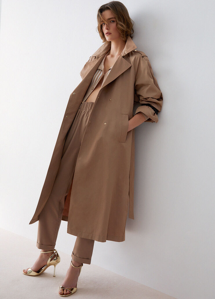 Langer Trenchcoat mit G&uuml;rtel braun Liu Jo - medium