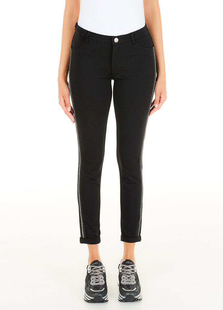 Брюки скинни с аппликациями Чёрный со стразами Liu Jo - large image number 0