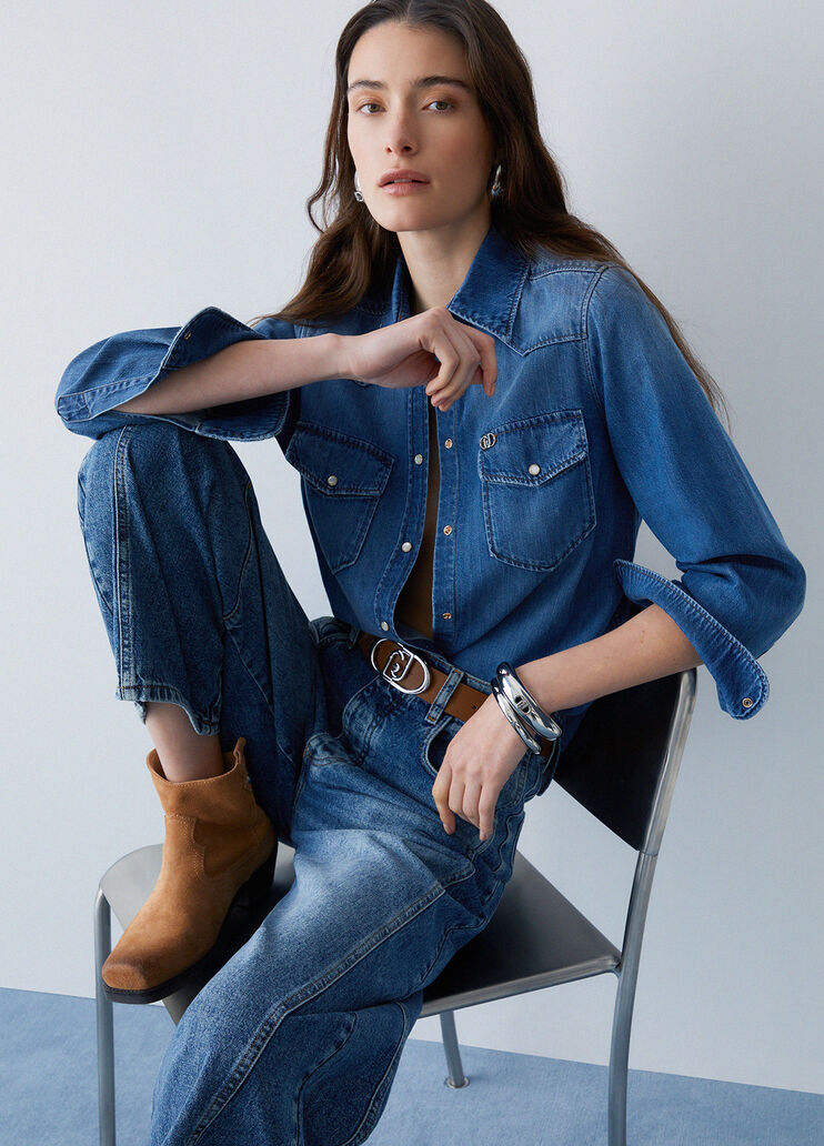 Camicia in denim denim blu scuro Liu Jo - medium