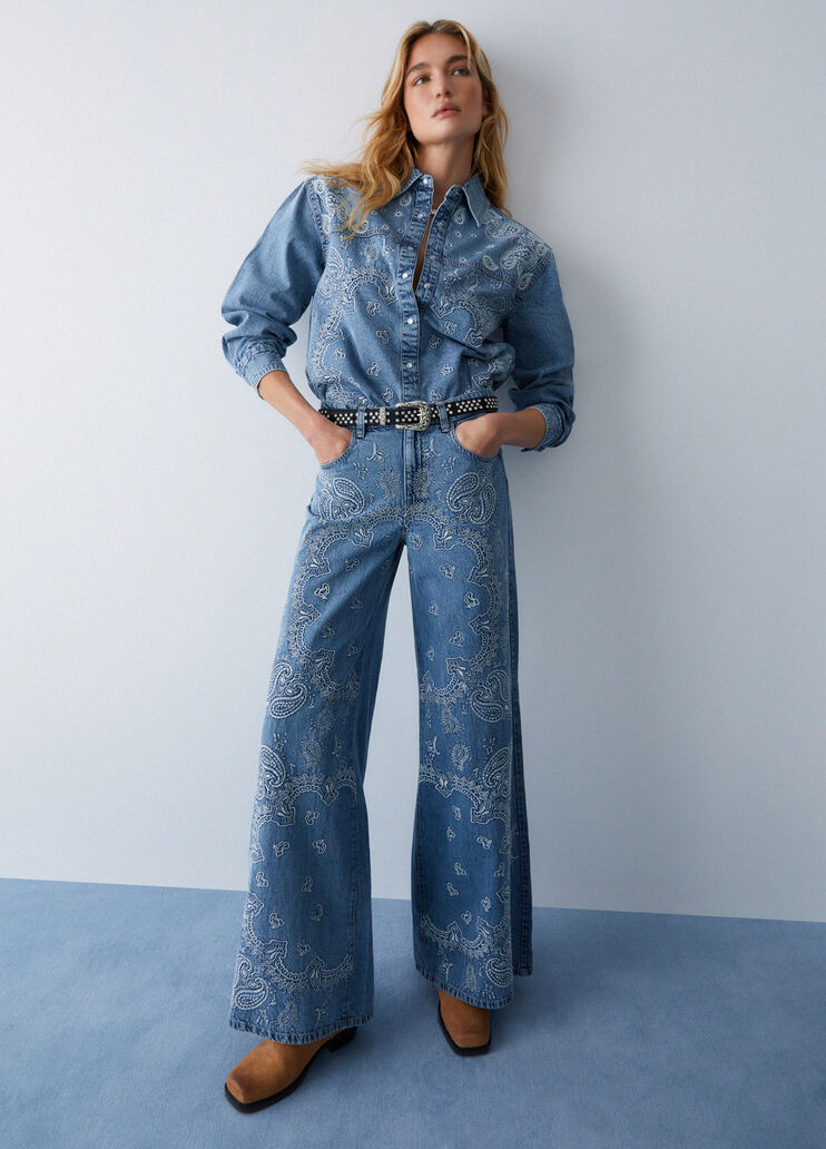 Jeans flare con ricami denim blu Liu Jo - medium