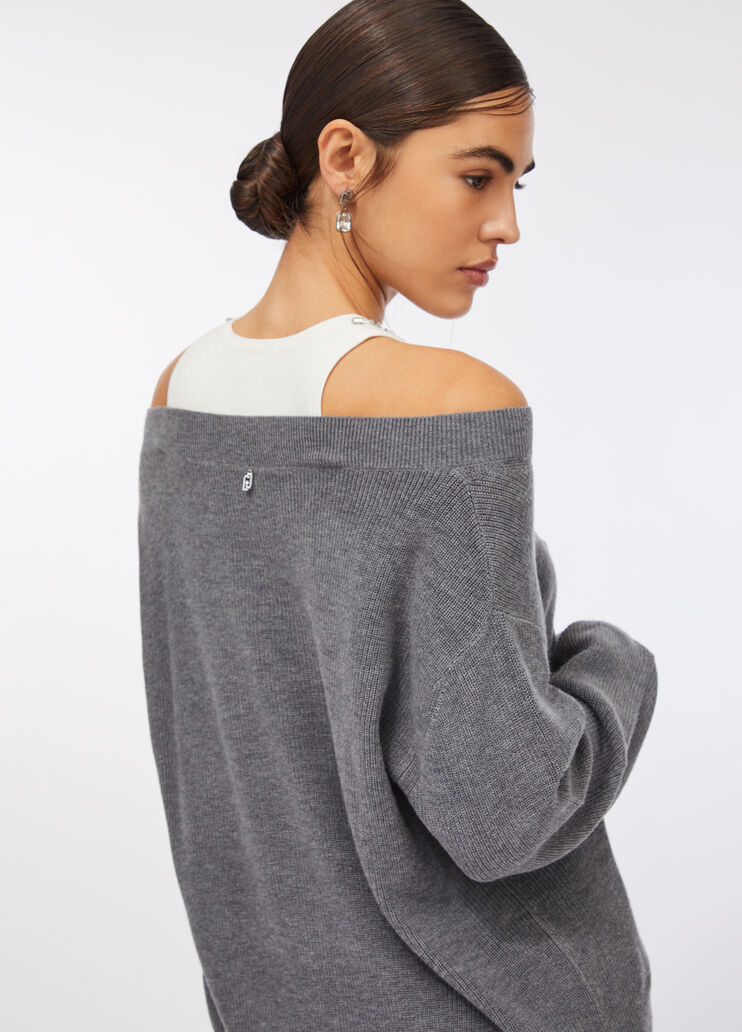 Jumper with bejewelled embroidery grey Liu Jo - large image number 3