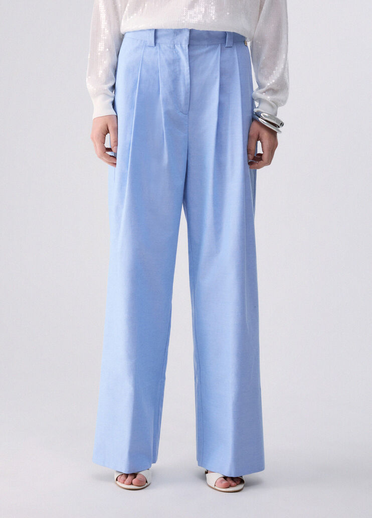 Pantalon &agrave; revers vichy bleu clair Liu Jo - medium