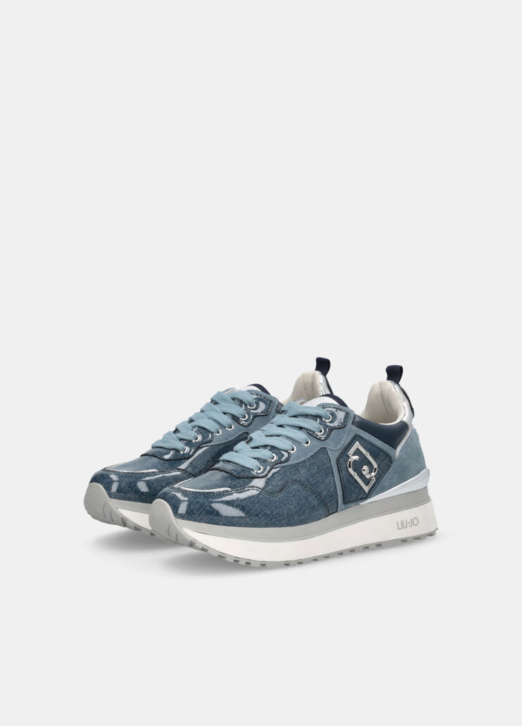 Glossy denim platform sneakers blue denim Liu Jo - large image number 2 Glossy denim platform sneakers blue denim Liu Jo - large image number 2
