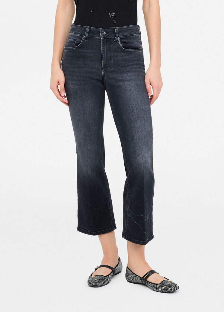 Flare-Jeans in Cropped-Länge Denim-Schwarz Liu Jo - medium Flare-Jeans in Cropped-Länge Denim-Schwarz Liu Jo - medium