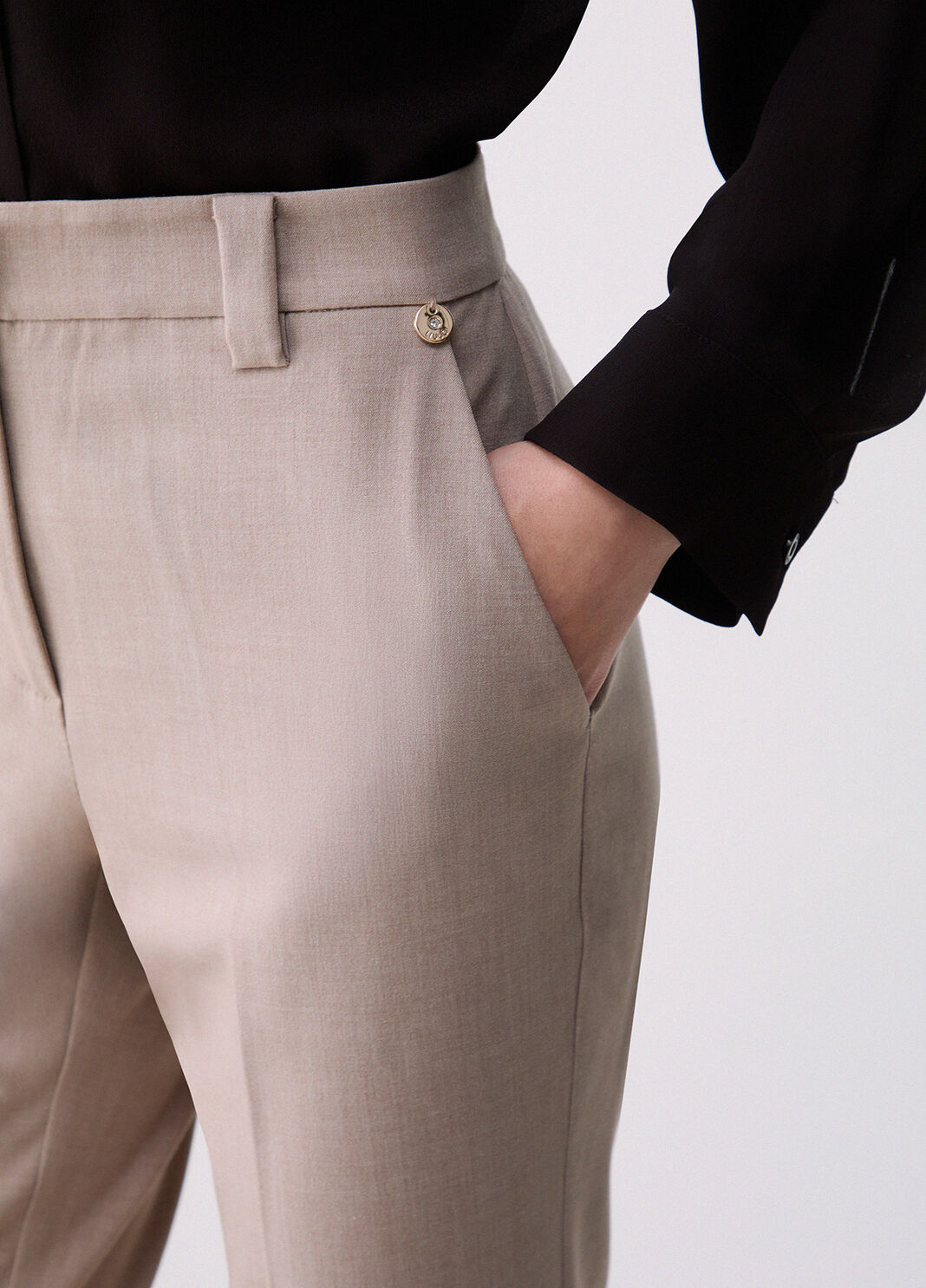 Fit & Flare Hose aus M&eacute;lange-Stoff beige Liu Jo - large image number 4