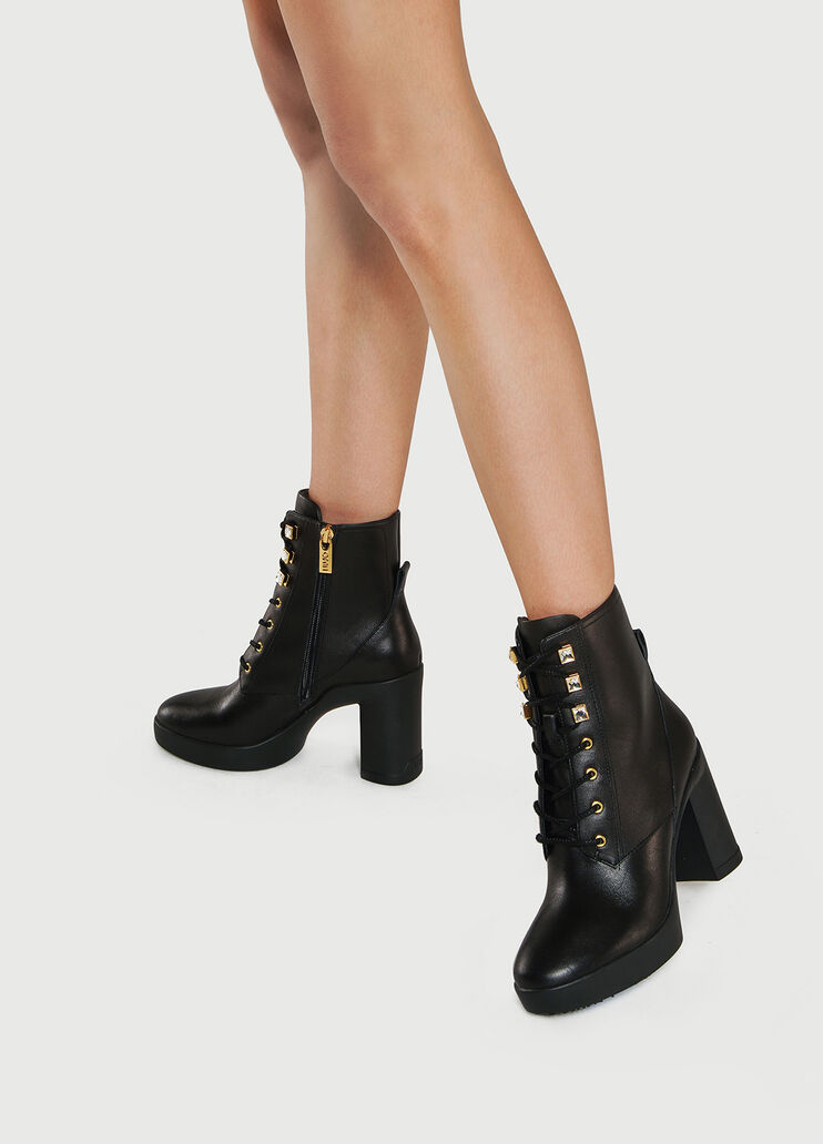 Laceup ankle boots with wide heel black Liu Jo - large image number 0