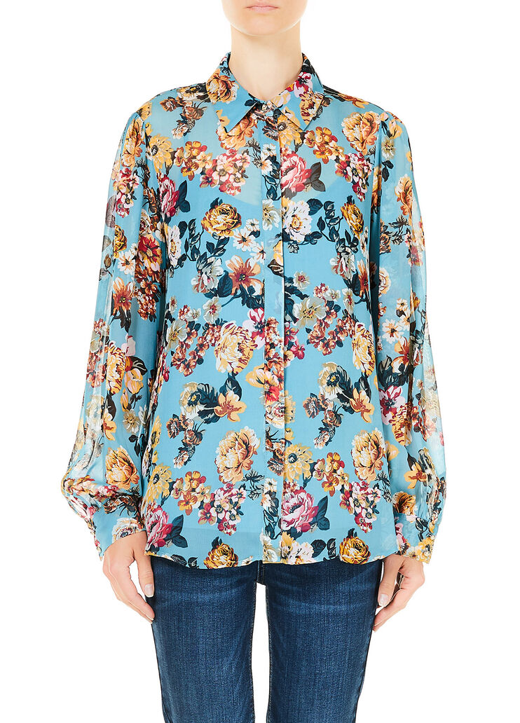 Georgette shirt Azure blue flowers Liu Jo - large image number 0 Georgette shirt Azure blue flowers Liu Jo - large image number 0