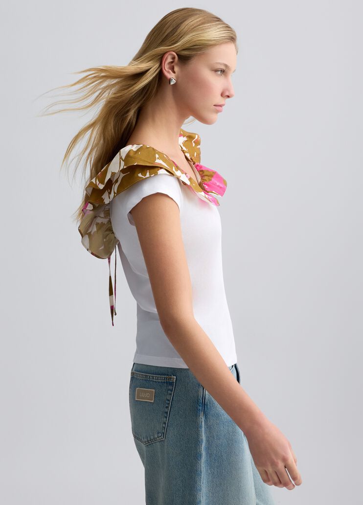 T-shirt with printed ruching white/pink Liu Jo - large image number 3 T-shirt with printed ruching white/pink Liu Jo - large image number 3