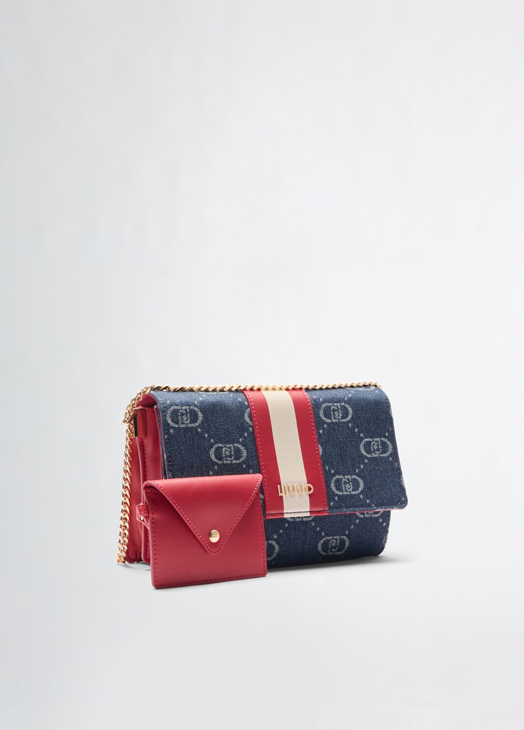 Sac &agrave; bandouli&egrave;re petit format jacquard denim bleu fonc&eacute; Liu Jo - large image number 4