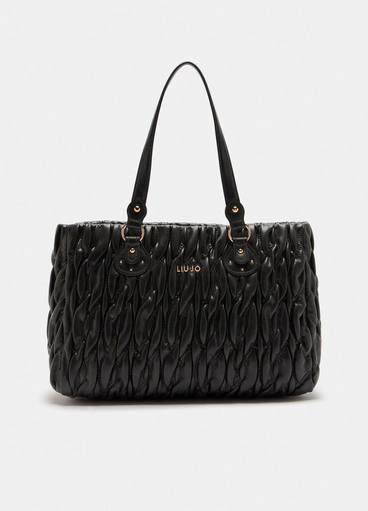 Mittelgroßer Shopper aus Matelassé  Schwarz Liu Jo - medium Mittelgroßer Shopper aus Matelassé  Schwarz Liu Jo - medium