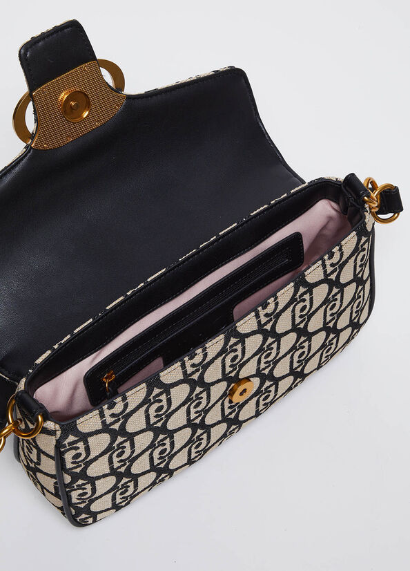 Jacquard-Tasche mit Monogramm Farbe Schwarz | Liu Jo