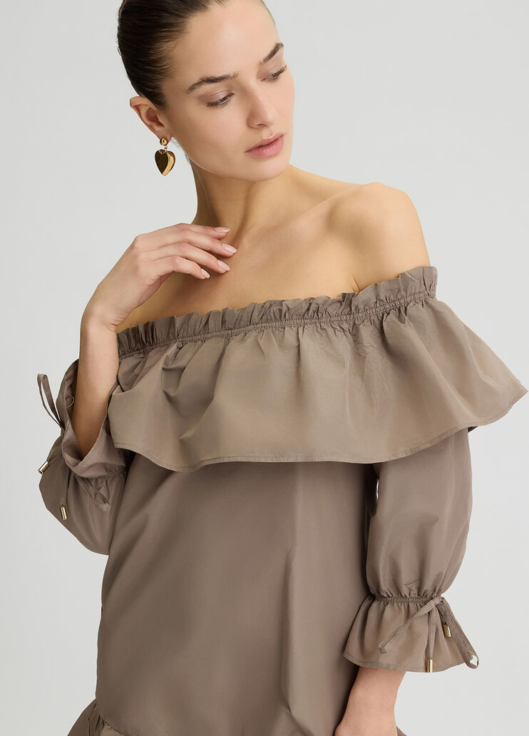 Short taffeta dress beige Liu Jo - large image number 2 Short taffeta dress beige Liu Jo - large image number 2