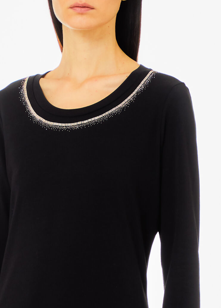 T-shirt avec strass noir Liu Jo - large image number 2 T-shirt avec strass noir Liu Jo - large image number 2