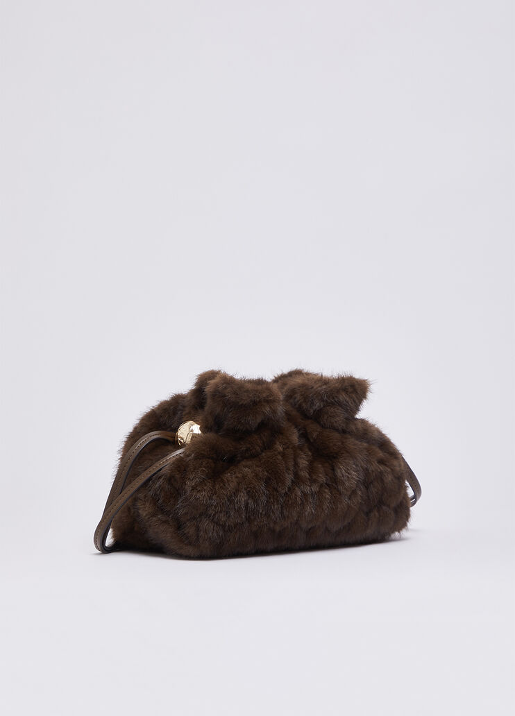 Borsa Riccy piccola in pelliccia sintetica marrone scuro Liu Jo - medium
