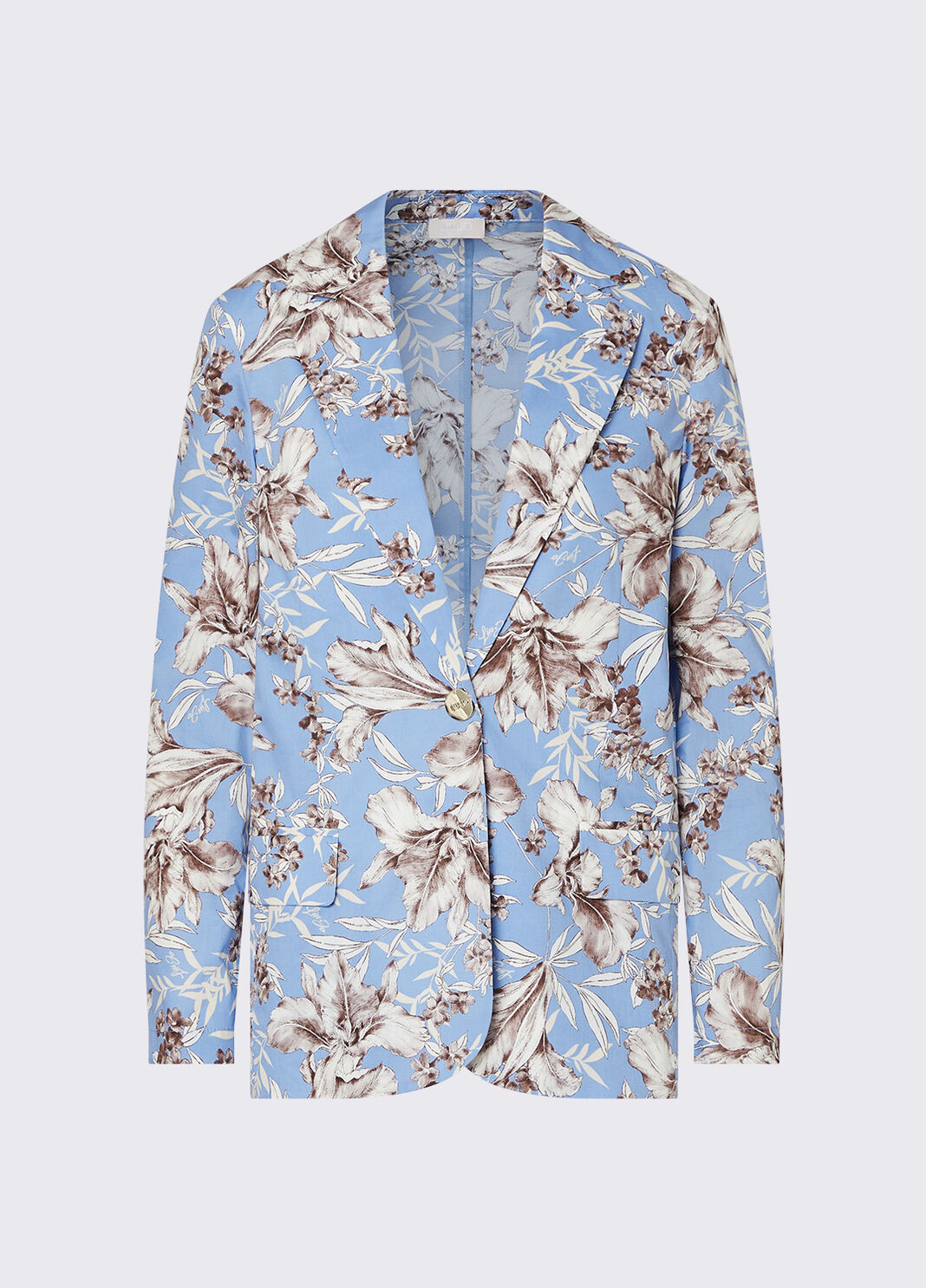 Blazer aus bedruckter Popeline Hellblau mit Print Liu Jo - large image number 6
