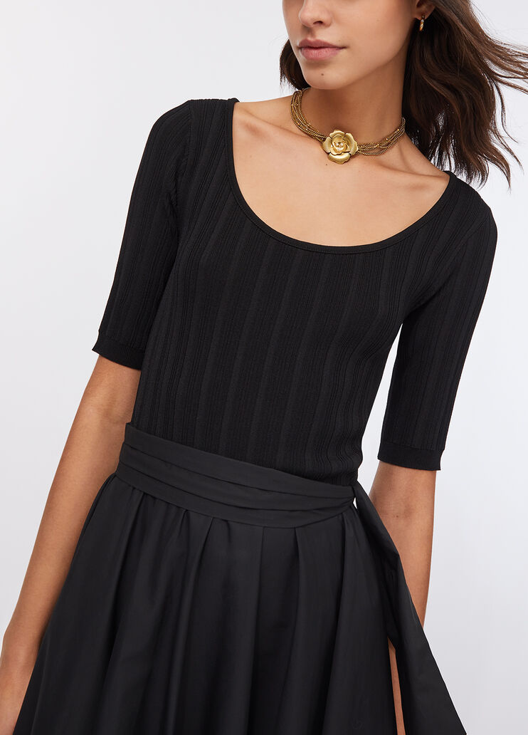 Robe courte en maille et popeline noir Liu Jo - large image number 3