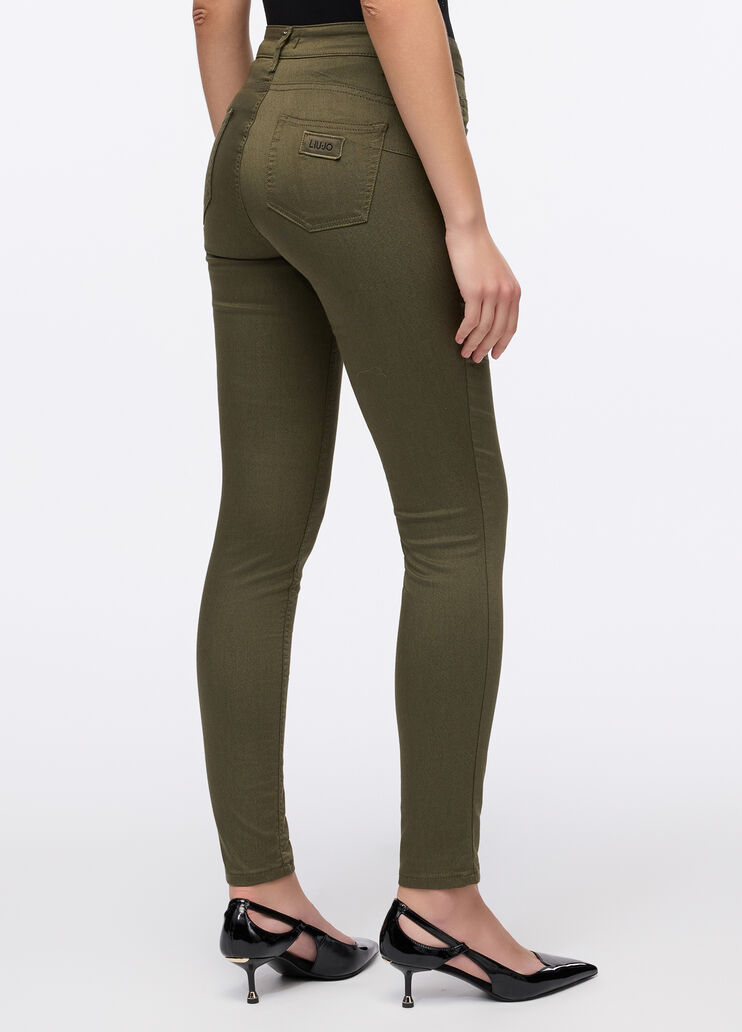 Skinny trousers with gemstones khaki green Liu Jo - medium