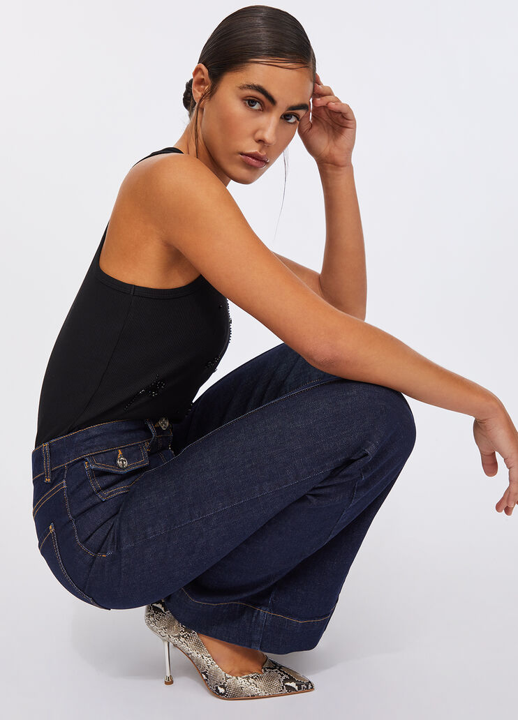 Flared cotton jeans dark blue denim Liu Jo - large image number 3 Flared cotton jeans dark blue denim Liu Jo - large image number 3