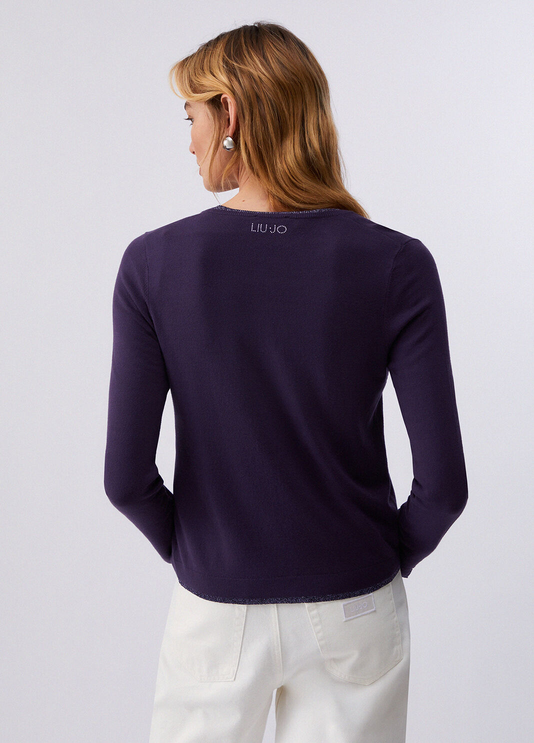 Cardigan &agrave; fentes violet fonc&eacute; Liu Jo - large image number 1