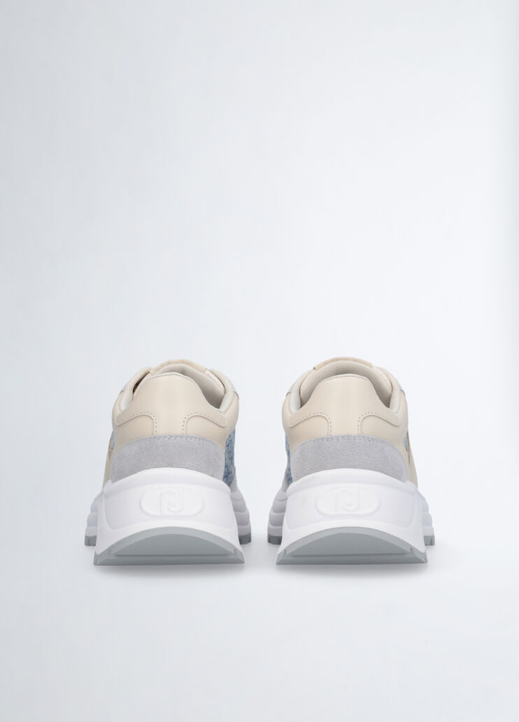 Suede monogram sneakers beige/light blue Liu Jo - large image number 6 Suede monogram sneakers beige/light blue Liu Jo - large image number 6