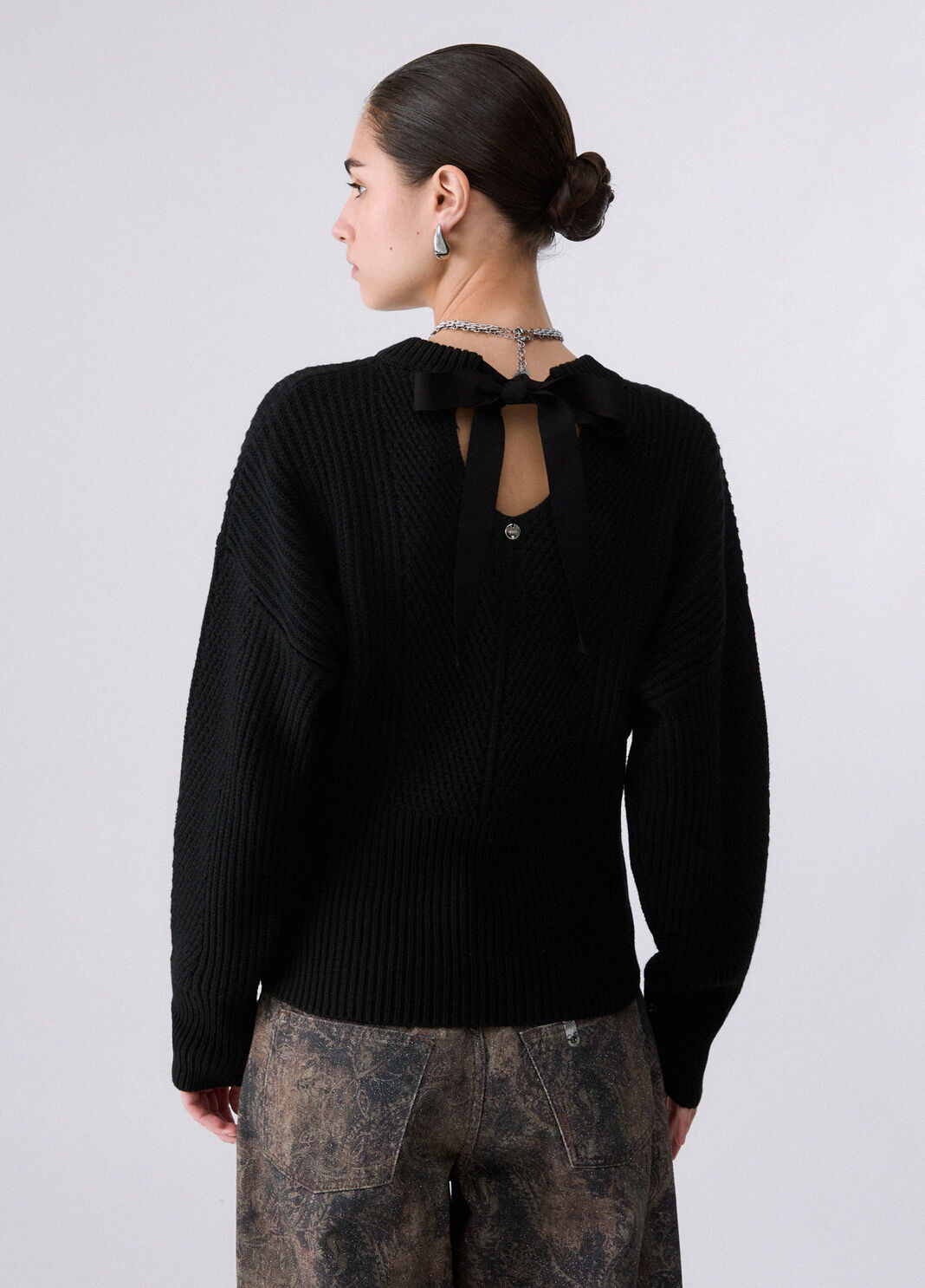 Wool Blend Sweater with Bow black Liu Jo - large image number 1