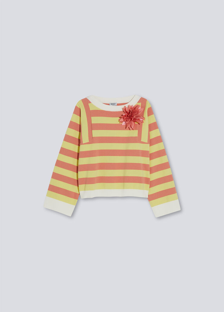 Streifenpullover mit Brosche Gelb/Rosa Liu Jo - large image number 4