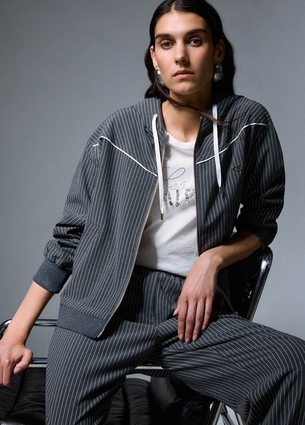 Hoodie with Lace Detailing grey Liu Jo - large image number 3