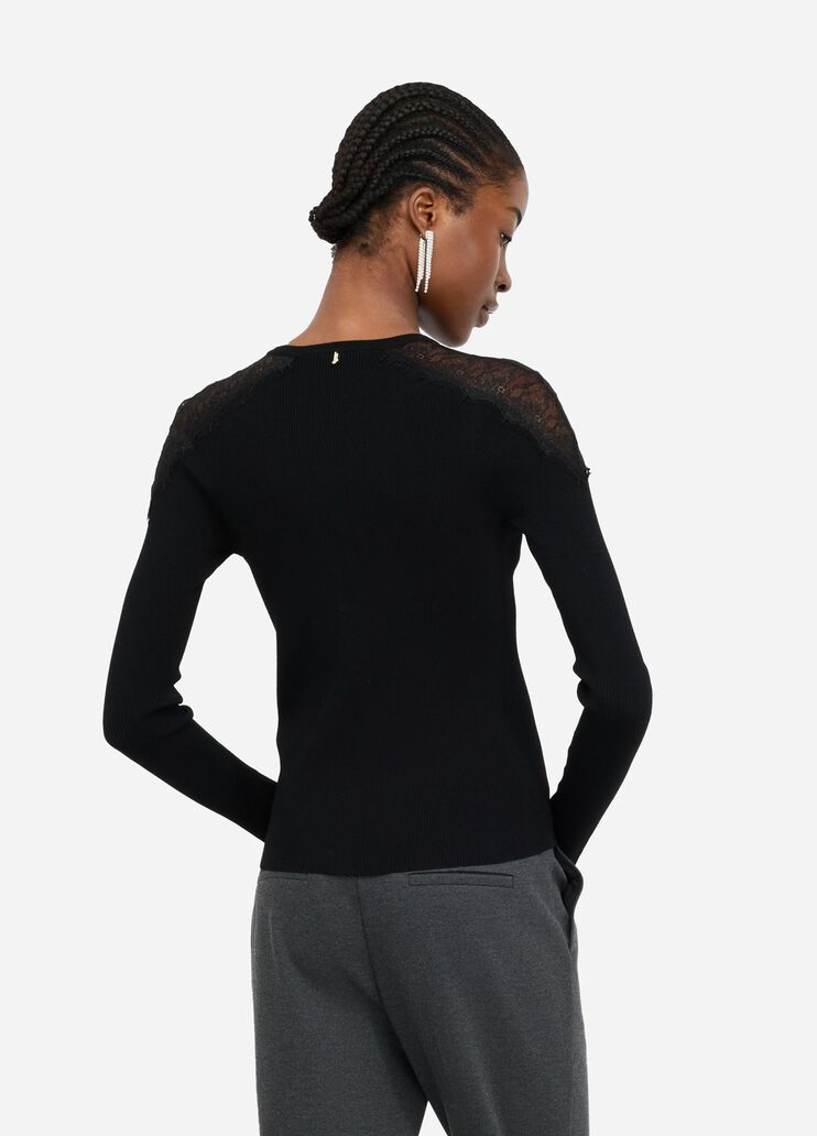 Jumper with lace black Liu Jo - large image number 1 Jumper with lace black Liu Jo - large image number 1