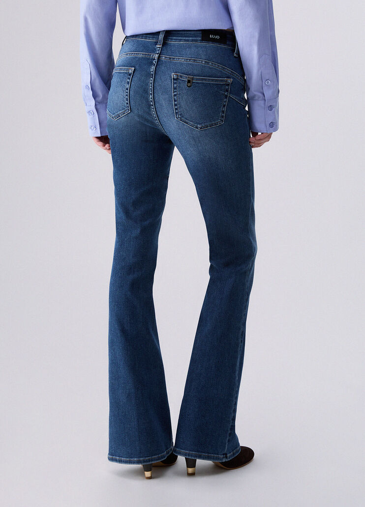 Bootcut-Jeans mit Strass denimblau Liu Jo - medium