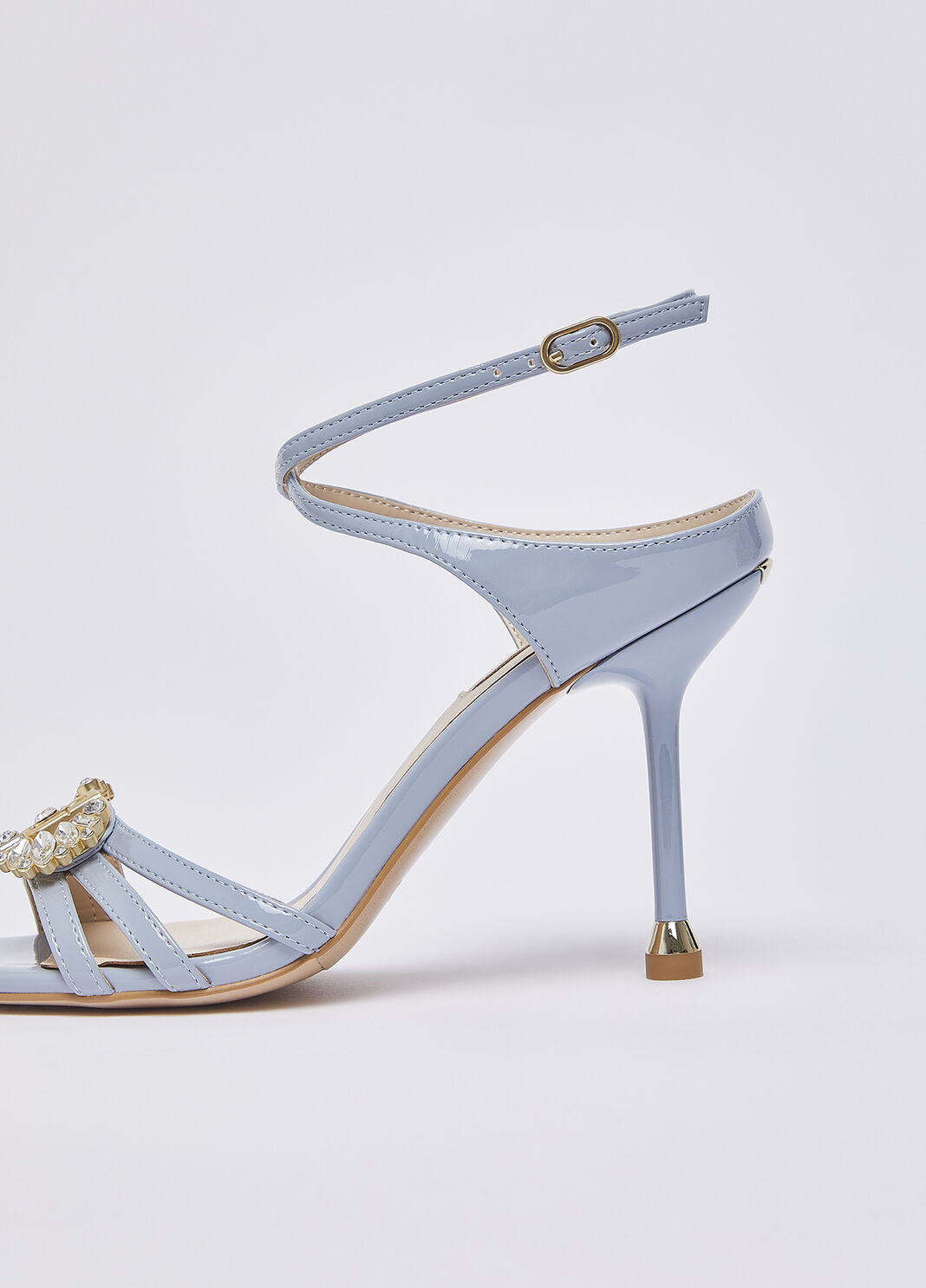 Sandales en vernis avec logo bijou bleu clair poudre Liu Jo - large image number 6