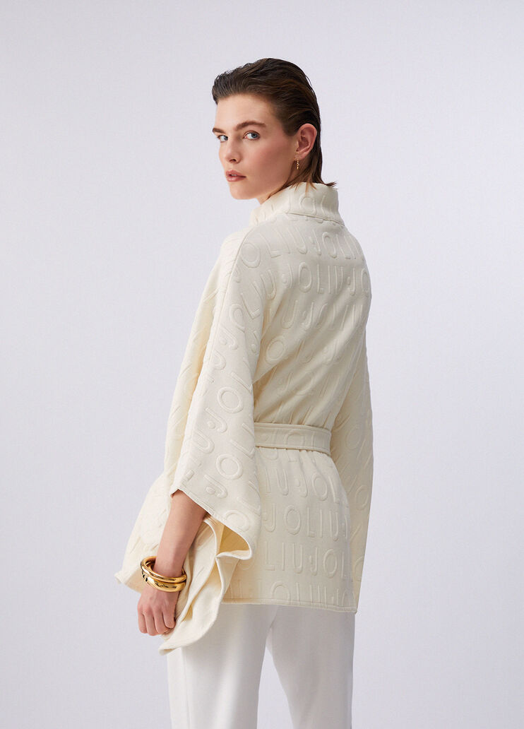 Poncho mit G&uuml;rtel Creme Liu Jo - medium