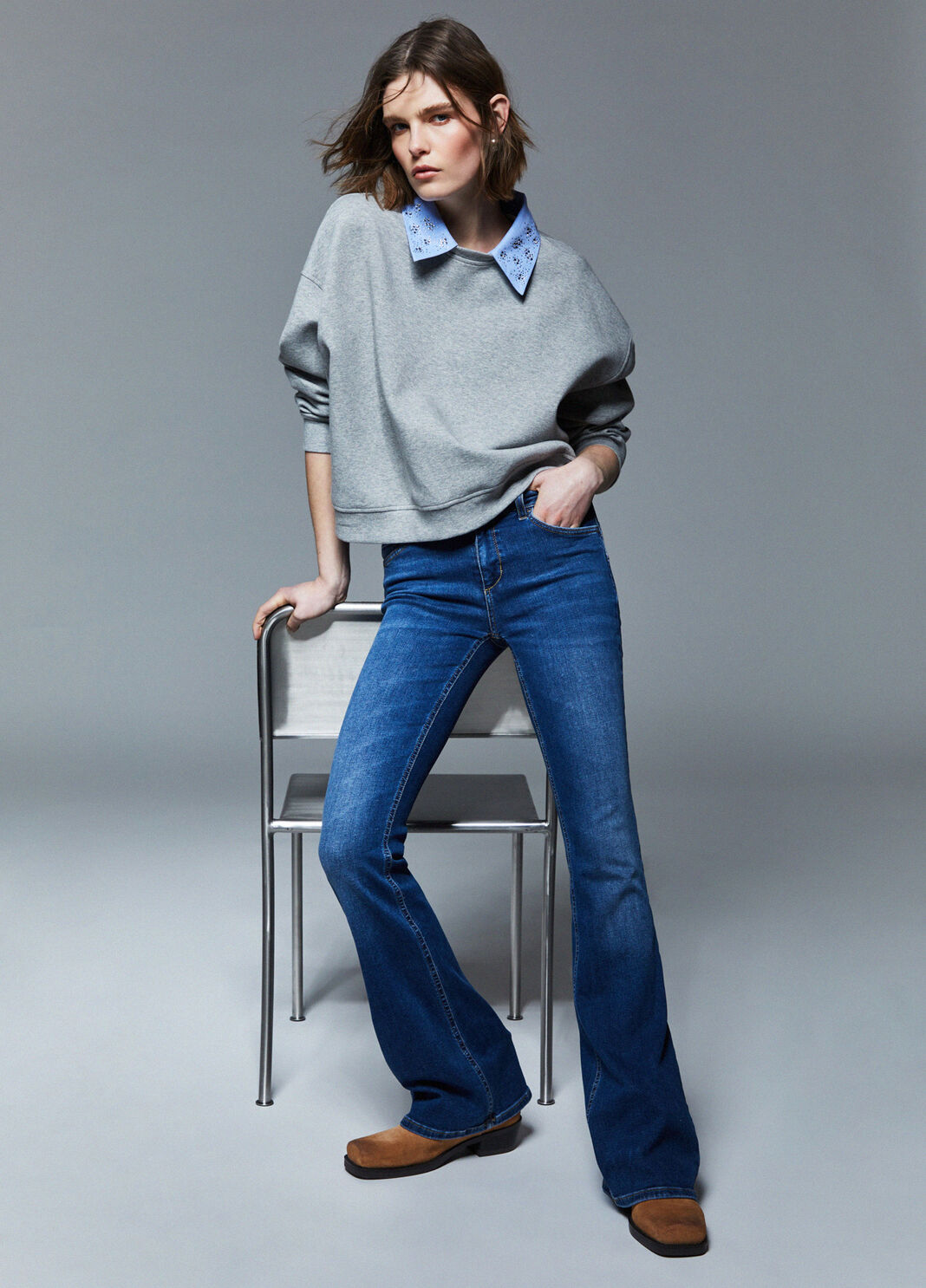  Flare-Jeans mit Elastikeinsatz Dunkles Denimblau Liu Jo - large image number 2