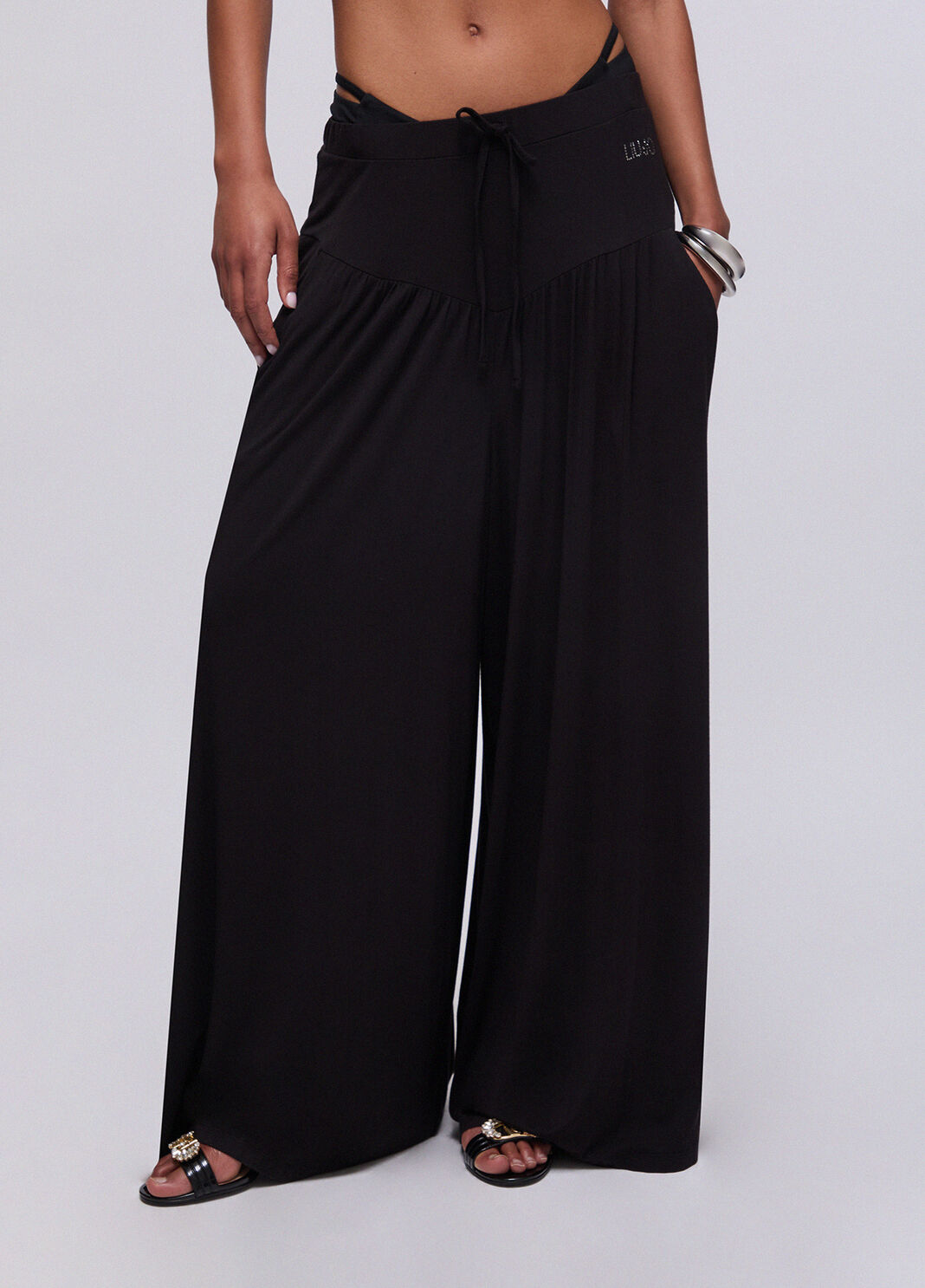 Pantaloni ampi in jersey nero Liu Jo - large image number 0