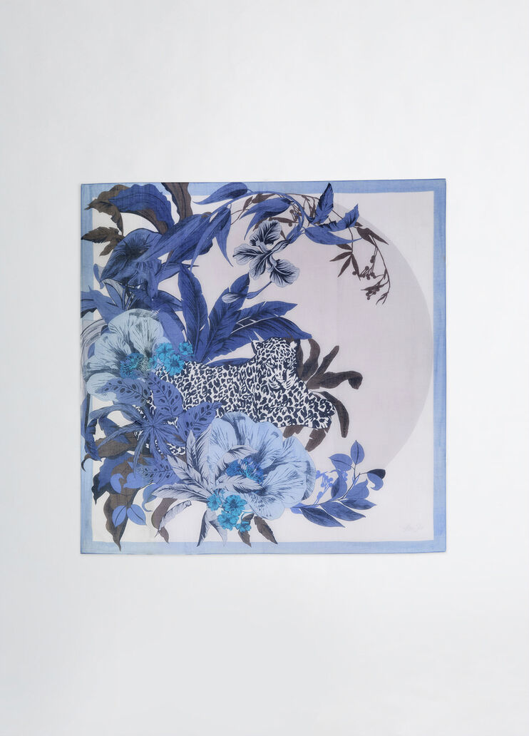 Scarf with floral print blue denim Liu Jo - large image number 2 Scarf with floral print blue denim Liu Jo - large image number 2