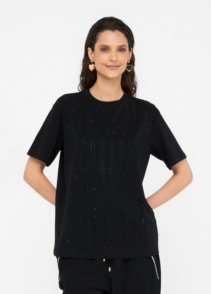 T-shirt with rhinestones black Liu Jo - medium T-shirt with rhinestones black Liu Jo - medium