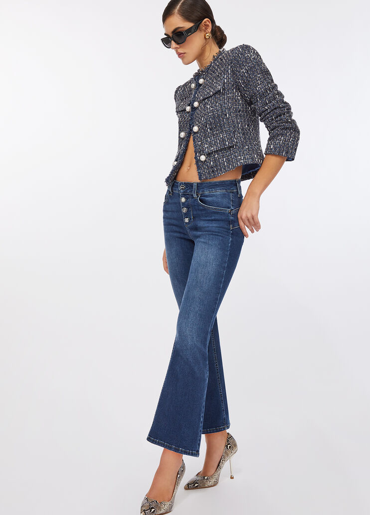 Flare jeans with jewelled buttons blue denim Liu Jo - large image number 2