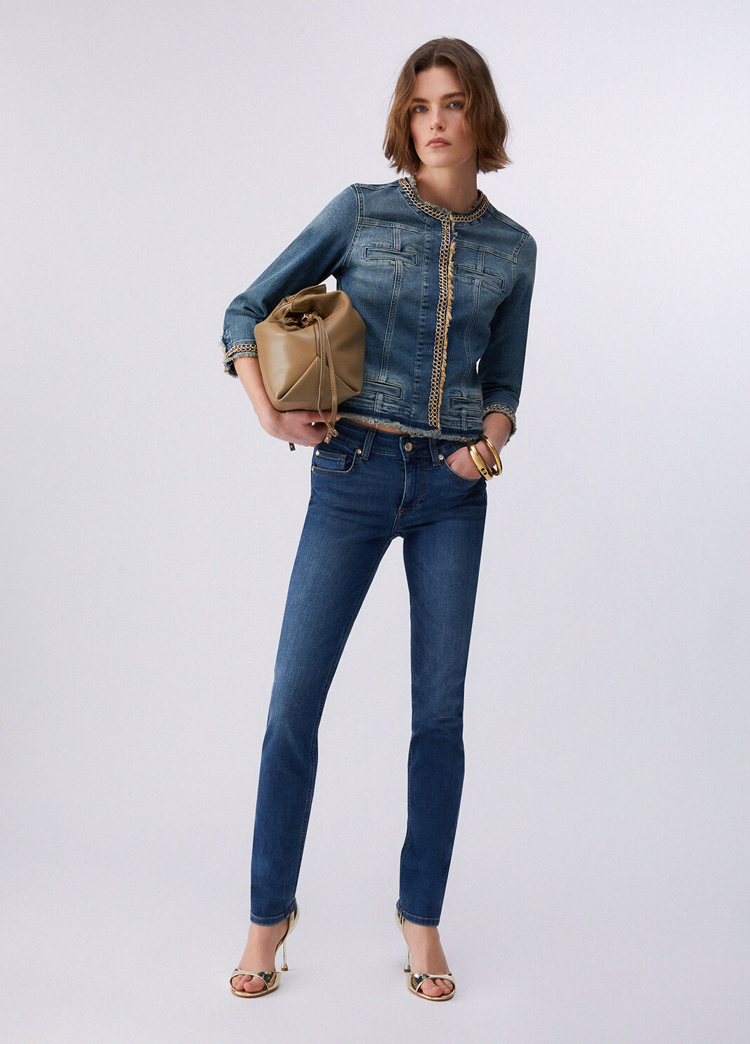 Denim jacket with jewel chains blue denim Liu Jo - large image number 0