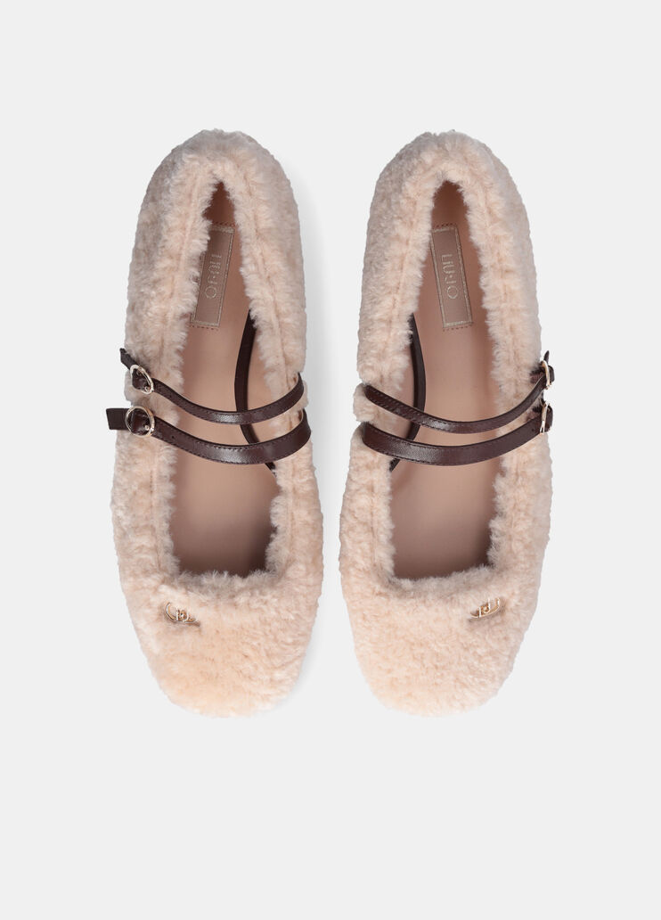 Shearling-effect ballet flats light beige Liu Jo - large image number 3 Shearling-effect ballet flats light beige Liu Jo - large image number 3