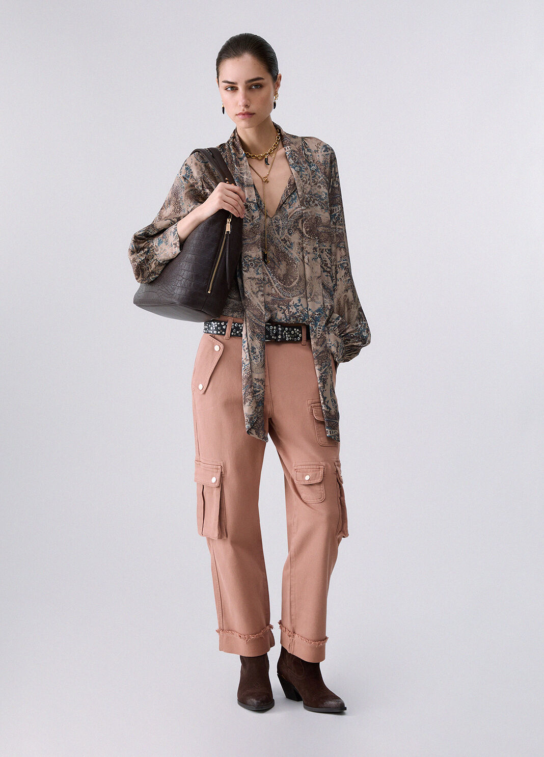 Pantalon de travail avec poches chair Liu Jo - large image number 5