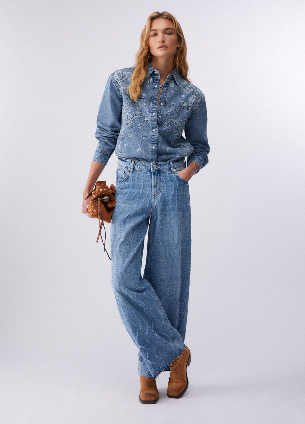 Flared jeans with laser-etched details medium wash denim Liu Jo - large image number 5