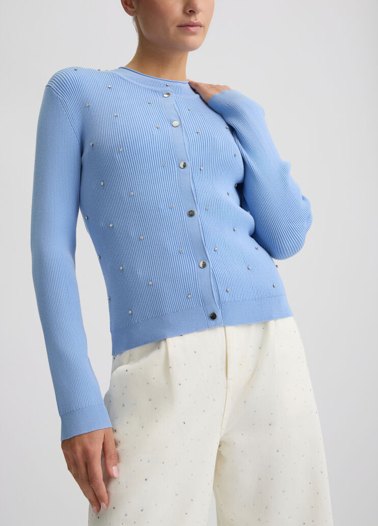 Cardigan with studs light blue Liu Jo - large image number 3 Cardigan with studs light blue Liu Jo - large image number 3