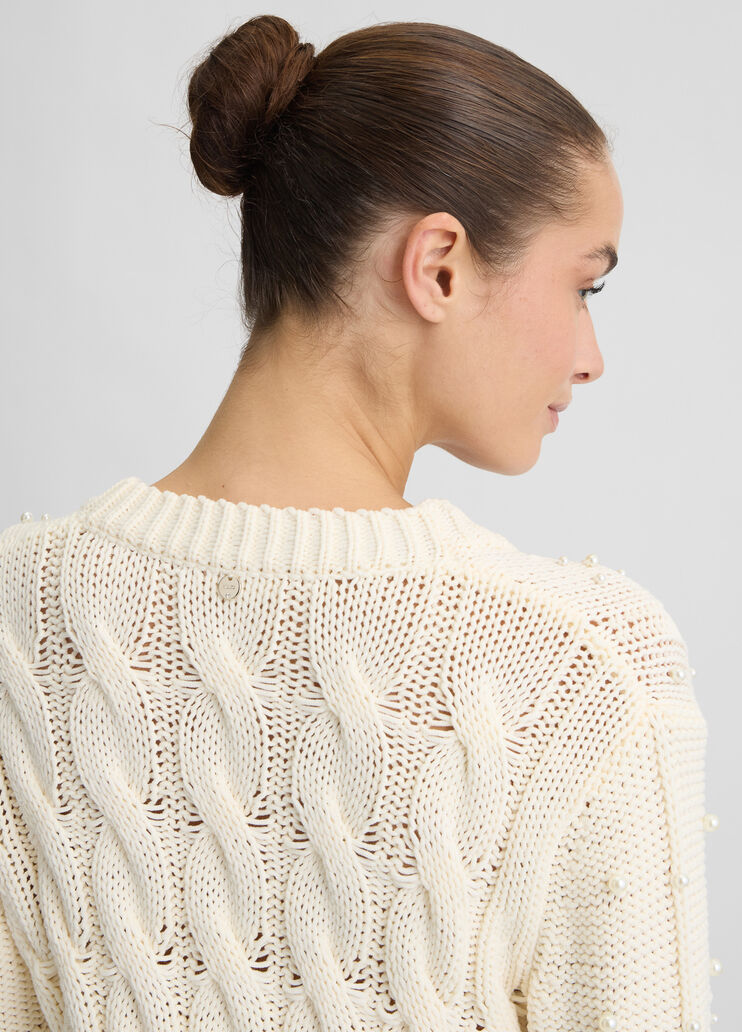 Cardigan with beads cream Liu Jo - large image number 4 Cardigan with beads cream Liu Jo - large image number 4