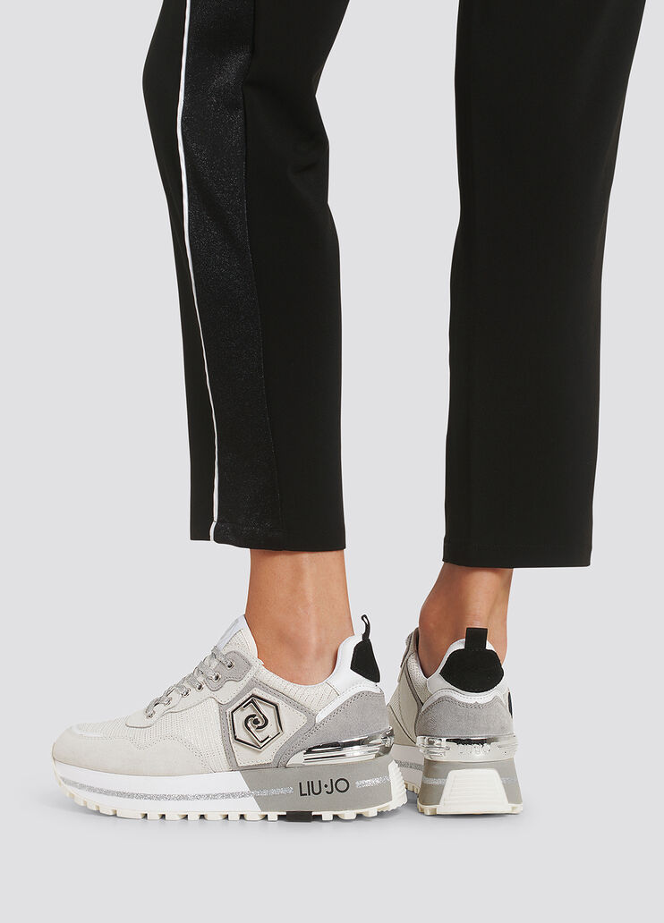 Mesh and suede platform sneakers white/silver Liu Jo - large image number 3 Mesh and suede platform sneakers white/silver Liu Jo - large image number 3