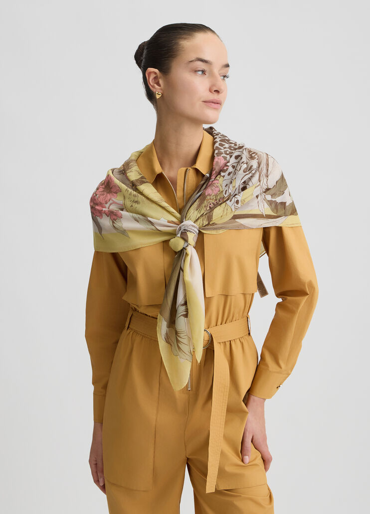 Scarf with floral print beige Liu Jo - medium Scarf with floral print beige Liu Jo - medium