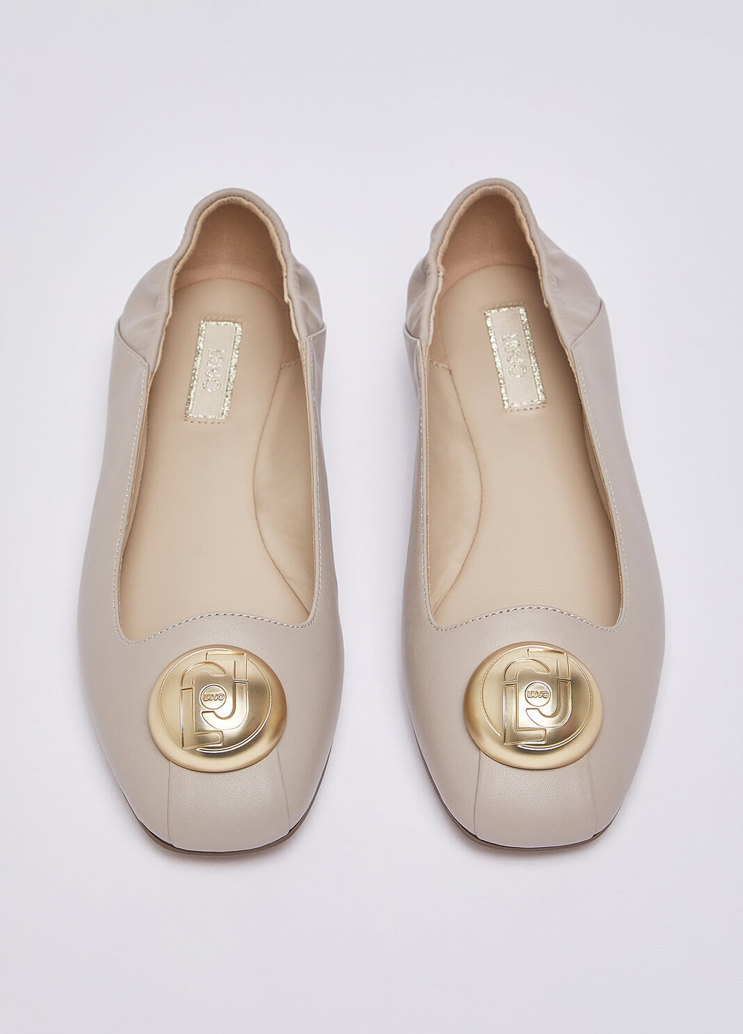 Leather ballet flats with logo beige Liu Jo - large image number 3