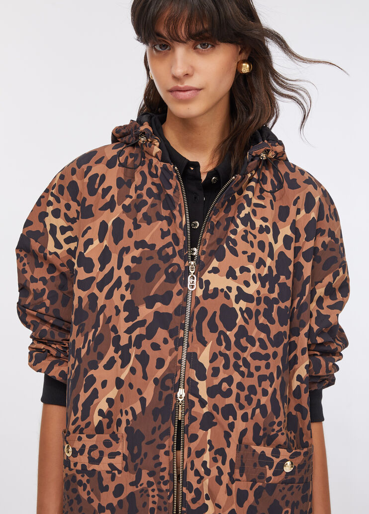 Animal print nylon jacket chocolate Liu Jo - large image number 4