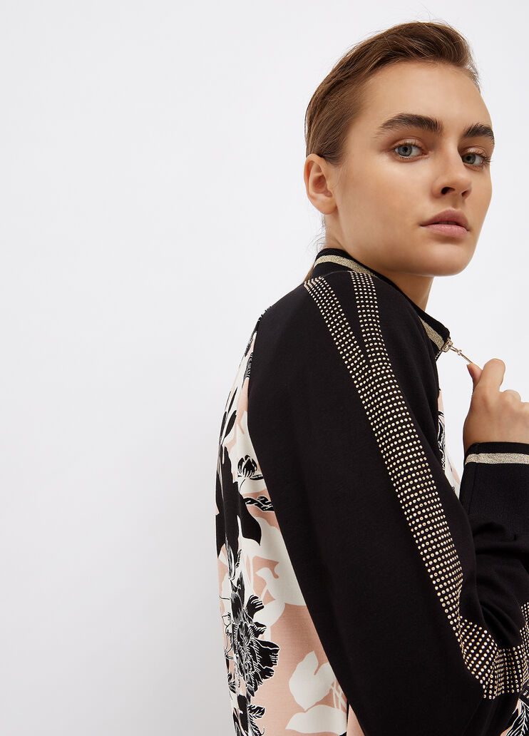 Felpa con zip noce con fiori Liu Jo - large image number 2